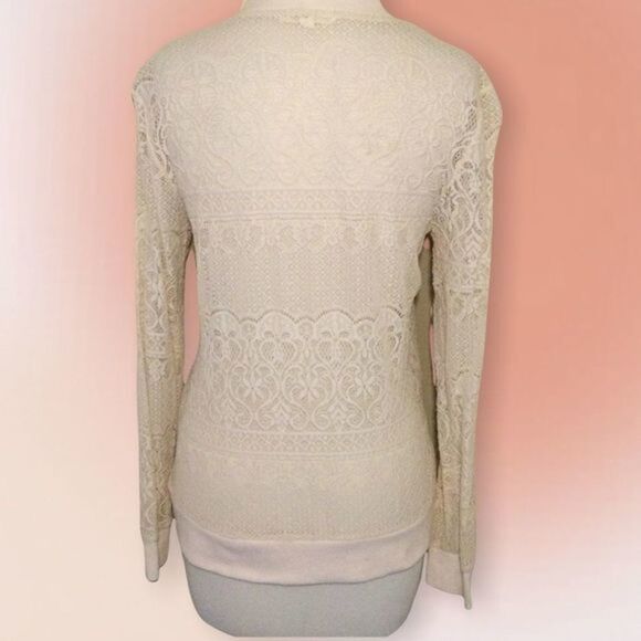 Living Doll Ivory‎ Ecru Lace Zip Up Unlined Jacket Size Med - Picture 5 of 11